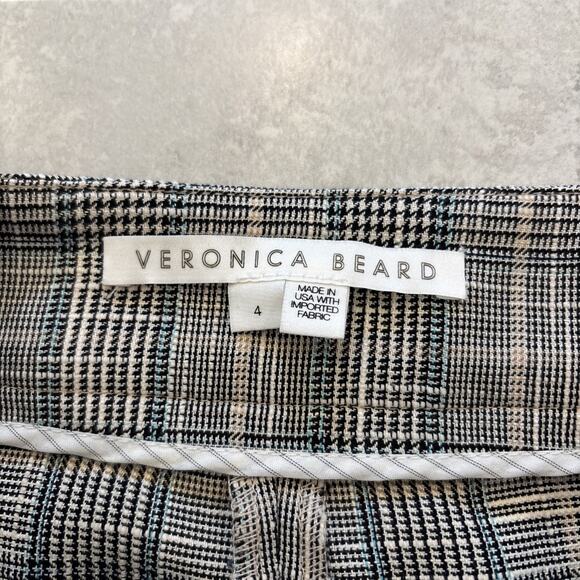 Veronica Beard Friedman Blue Multi Plaid Button Pocket Cropped Pant $395 Size 4 - Picture 4 of 13